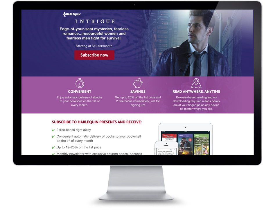 Harlequin E-Book Subscription Landing Page